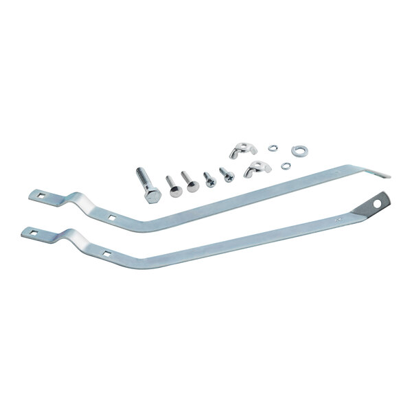 Lavex galvanized steel brackets with screws for wooden brooms.