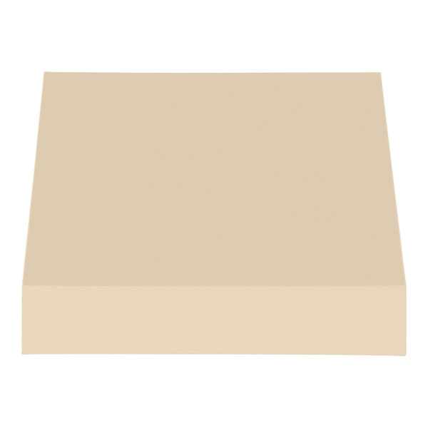 A tan square fixed fabric awning with a black border.