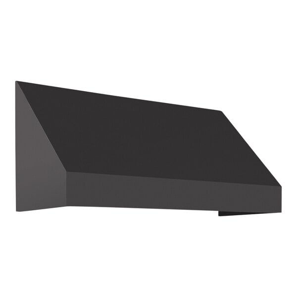 A black rectangular fabric awning with a rigid valance.