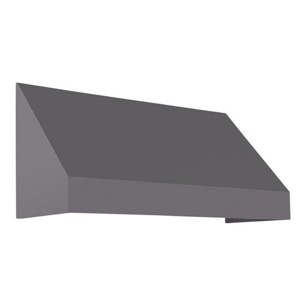 A grey rectangular fabric awning with a rigid valance.