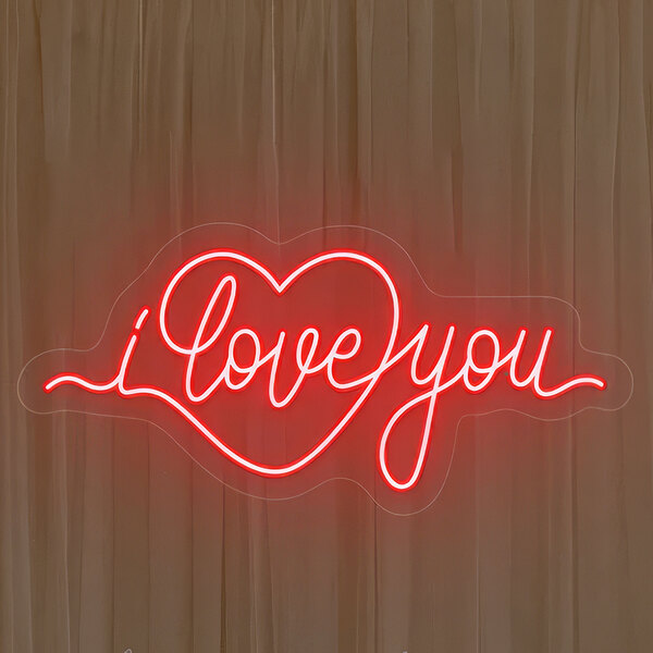 A Crazy Neon 36" x 17" red LED "I Love You" sign.