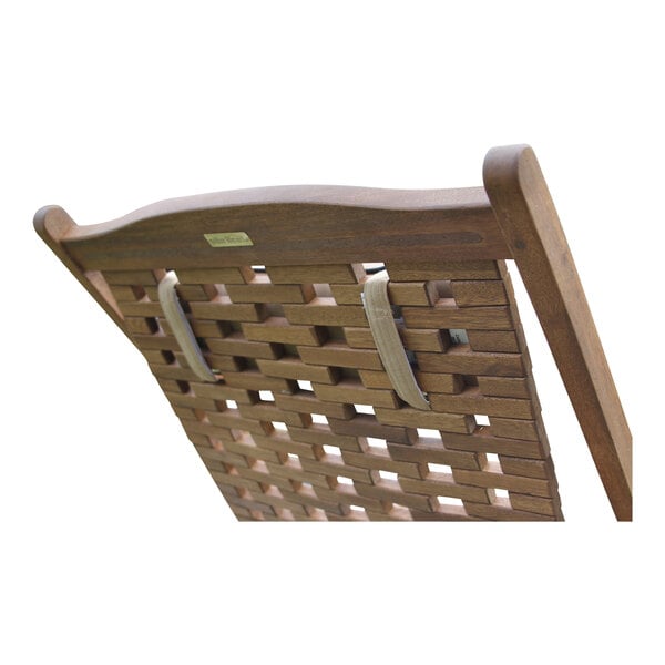 An Outdoor Interiors Eucalyptus Swing Lounger with a woven seat.