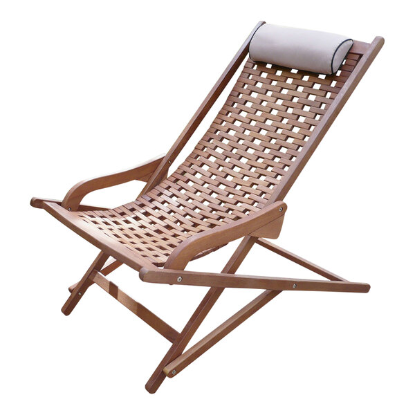 An Outdoor Interiors Eucalyptus Swing Lounger with a white pillow on it.