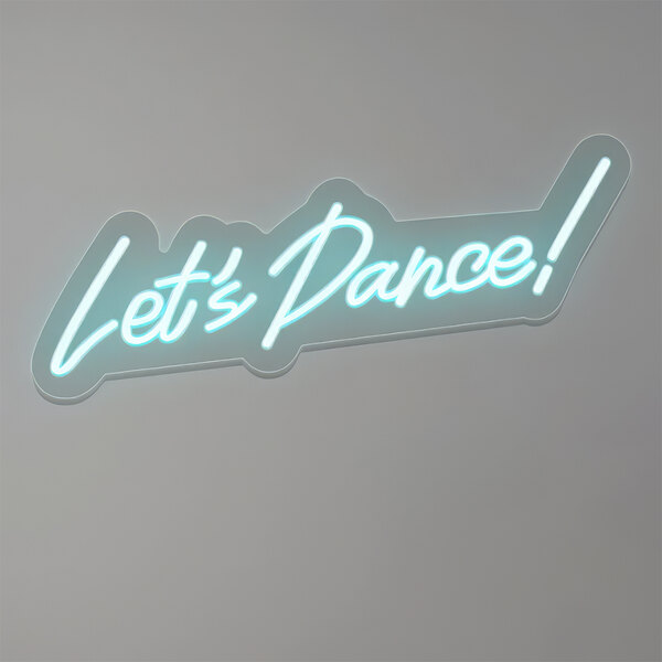 A blue Crazy Neon LED sign that says "Let's Dance!" in white.