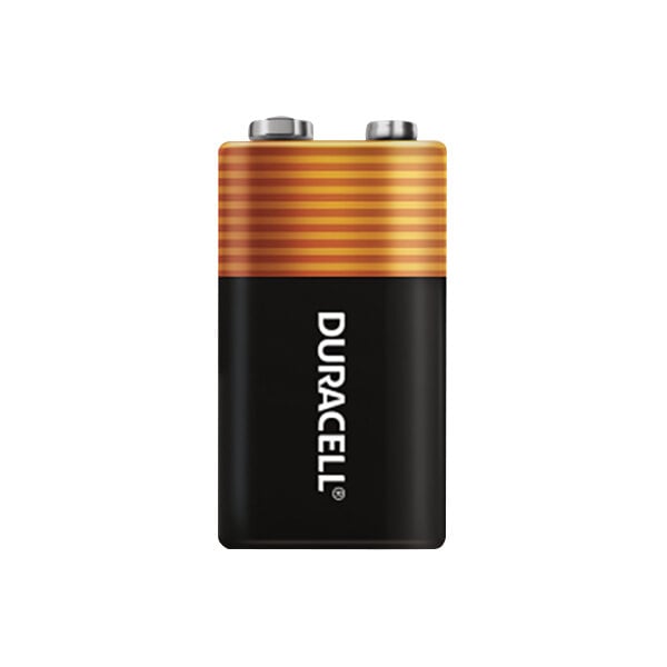 A black and orange Duracell Coppertop battery package.