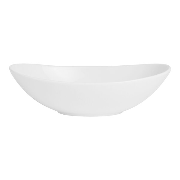 A Varick Bistro bright white oval bowl with a white background.