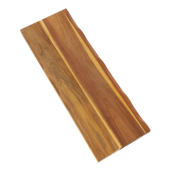 An American Metalcraft acacia wood serving platter with a long handle.