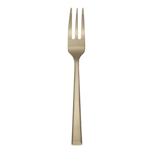 A Reserve by Libbey fish fork with a gold handle.