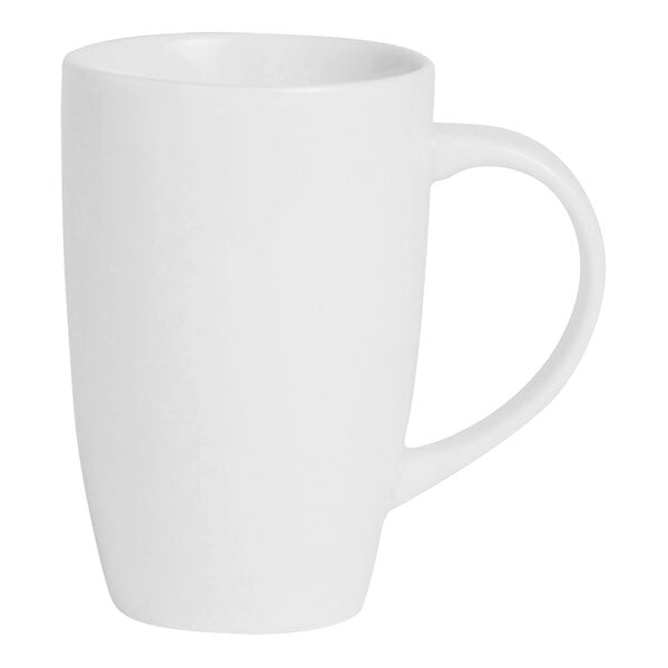 A close-up of a white Varick Bistro mug with a handle.