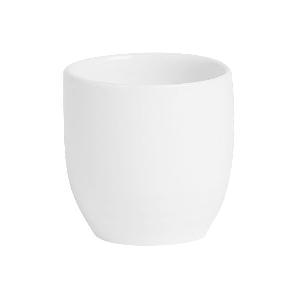 A bright white Varick A La Carte Sake Cup with a handle.