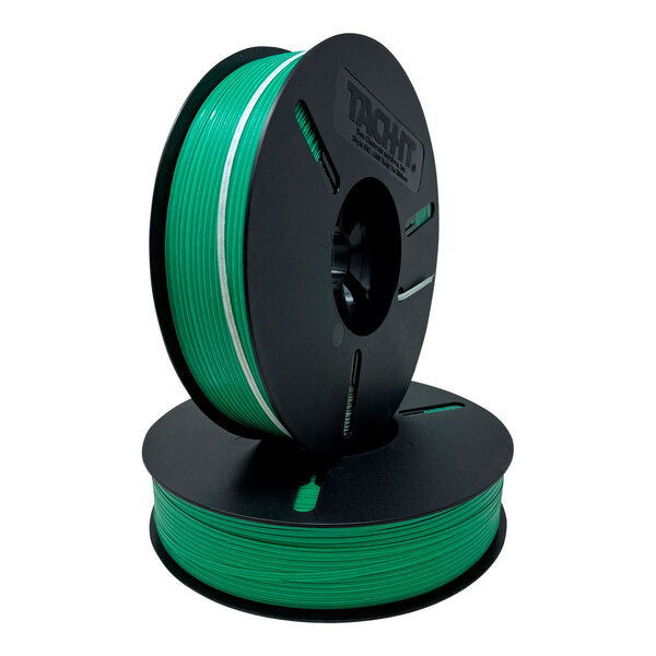 A Tach-It green spool of paper/plastic twist tie ribbon.