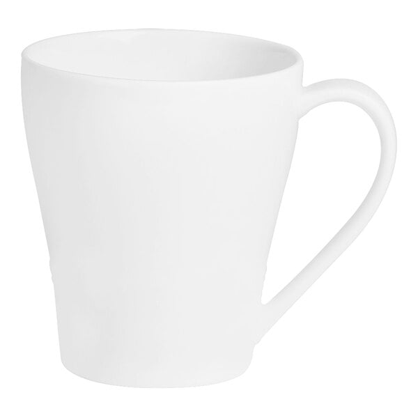 A Varick Bistro bright white mug with a handle.