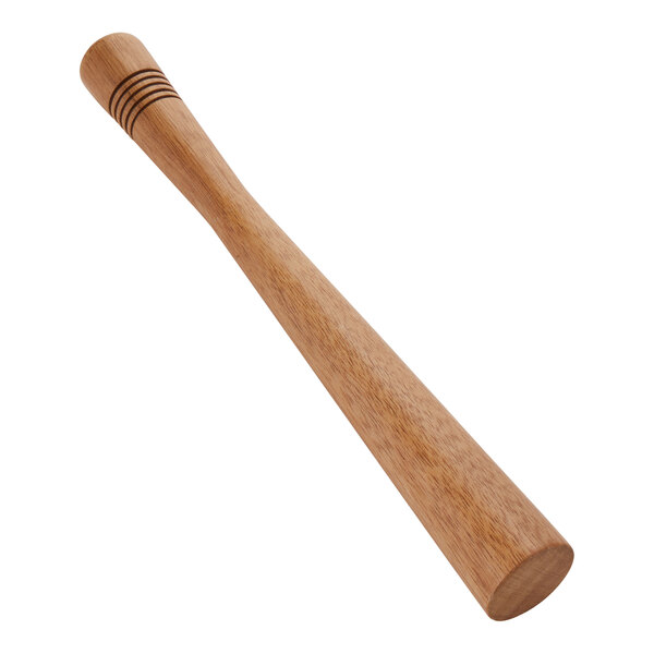 An American Metalcraft acacia wood muddler with a black stripe on the handle.