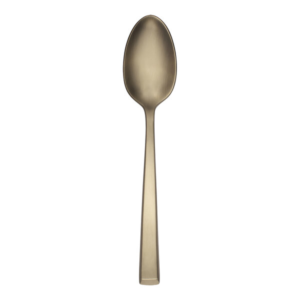 A Reserve by Libbey stainless steel teaspoon with a gold handle on a white background.