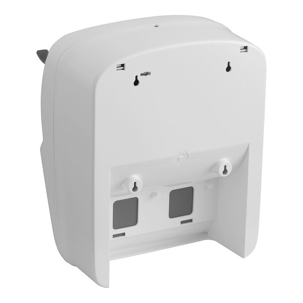 A white plastic Lavex paper towel dispenser with two holes.