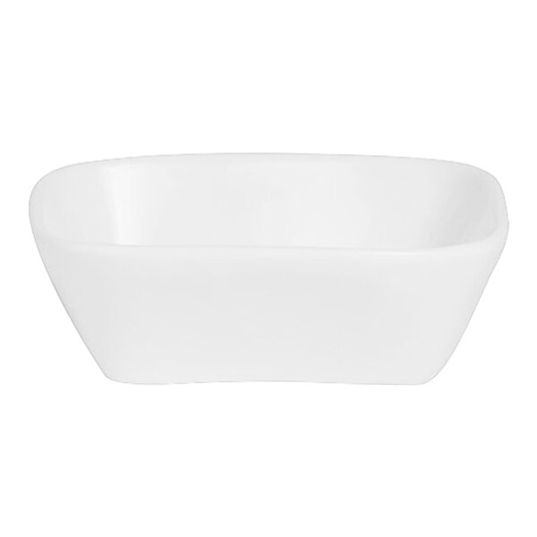 A Varick bright white square ramekin on a white background.
