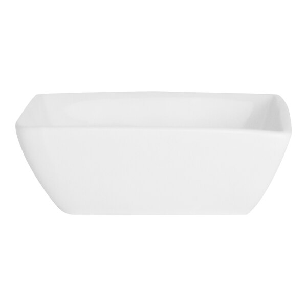 A white square bowl with a white background.