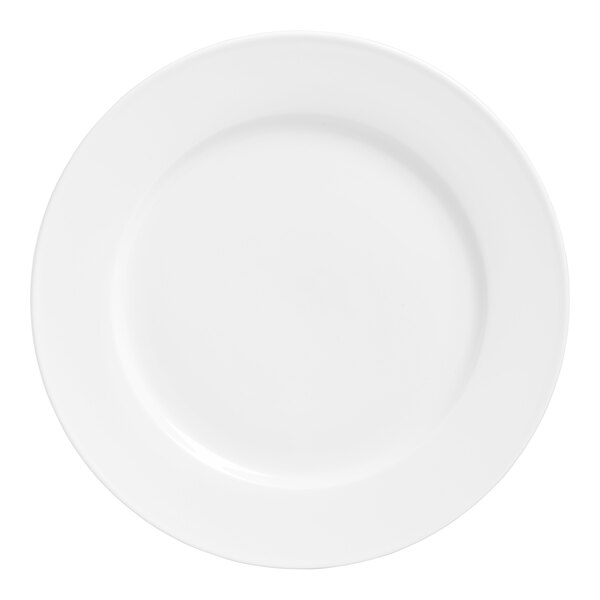 A Varick Classic Cafe bright white porcelain plate with a wide white rim.