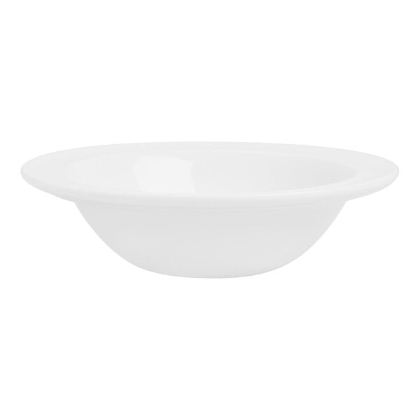 A white Varick Classic Cafe bowl with a rim on a white background.