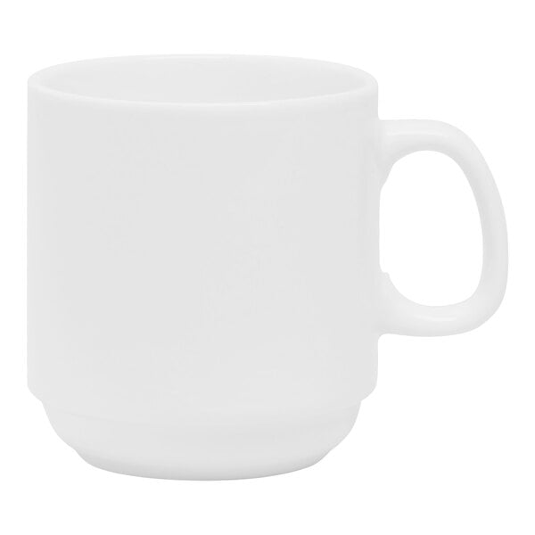 A white Varick Classic Cafe mug with a handle.