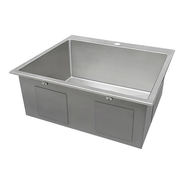 A Ruvati stainless steel drop-in sink with two compartments.