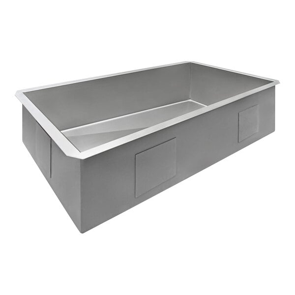 A Ruvati stainless steel undermount sink with a drain.