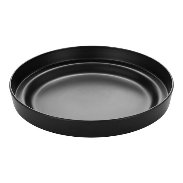 An American Metalcraft black melamine round tray.