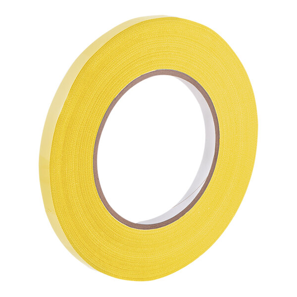 A roll of yellow Tach-It UPVC bag sealing tape.