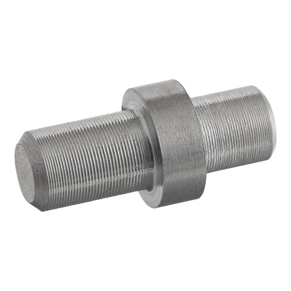 A close-up of a stainless steel metal bolt.