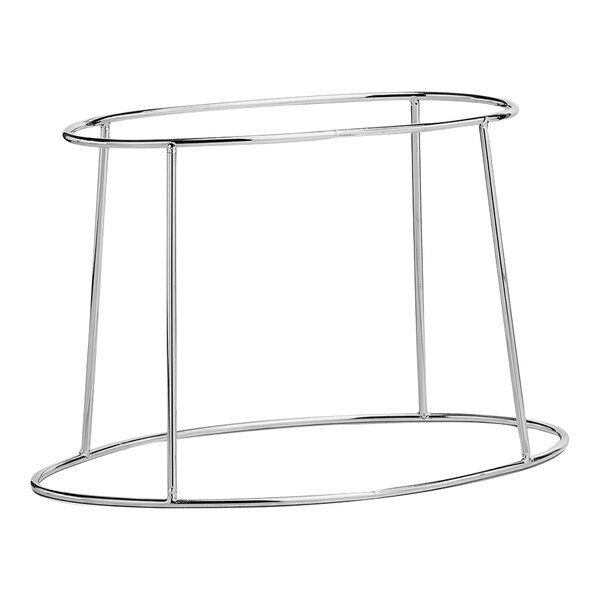 An American Metalcraft stainless steel oval seafood stand with two tiers.
