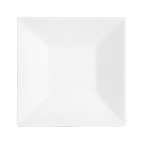 A white square Varick sauce dish with a white background.