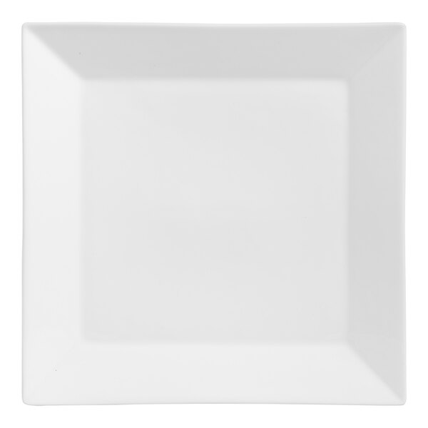 A bright white square tray with a white square rim.
