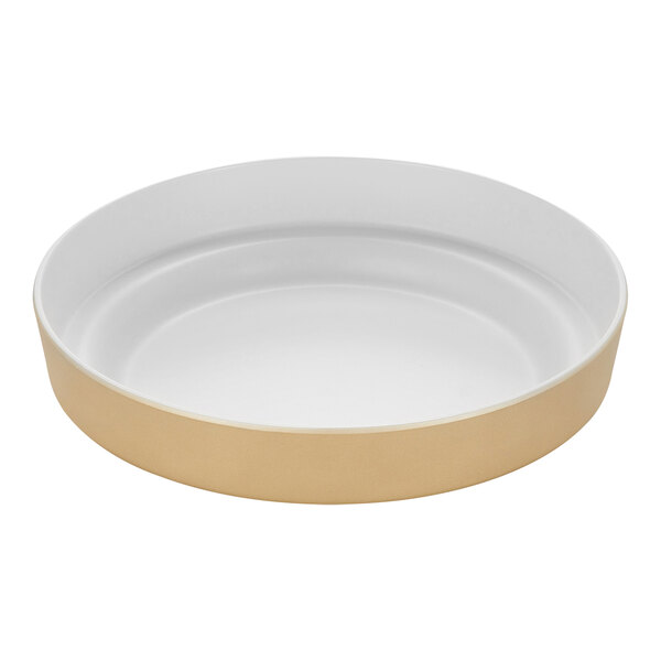 An American Metalcraft gold melamine seafood tray with a white background.