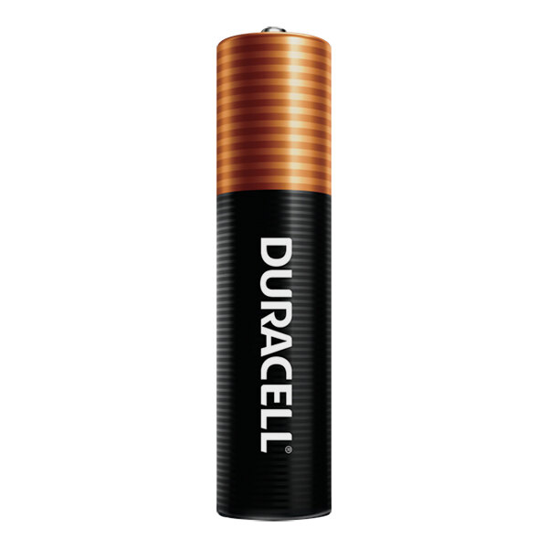 A close-up of a Duracell AAA battery.