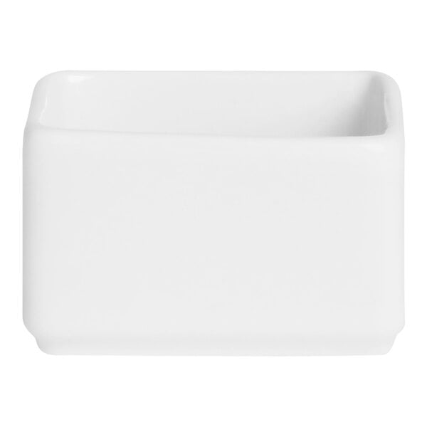 A white square ramekin.