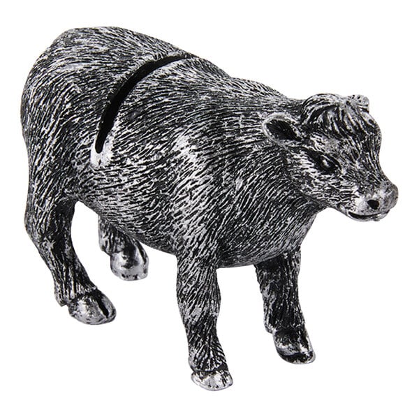 An American Metalcraft cow-shaped table card holder.