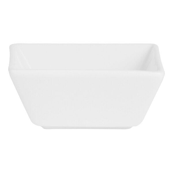 A Varick Pub bright white square bowl on a white background.