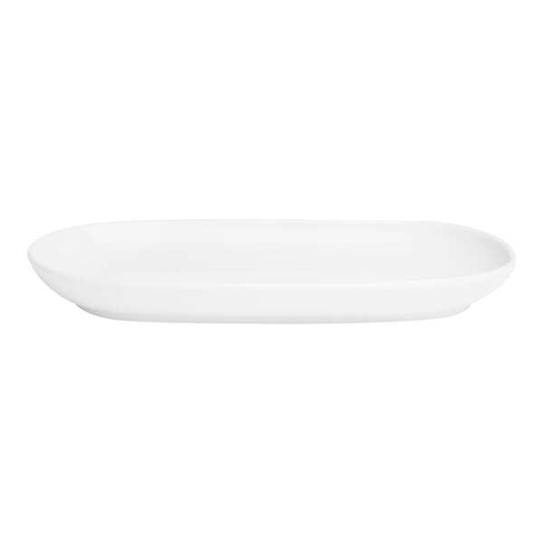 A white oval Varick bistro tray on a white background.