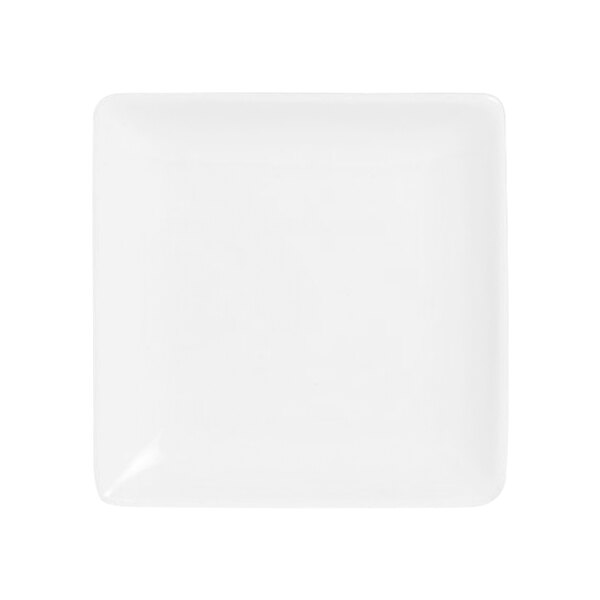 A Varick white square porcelain plate with a square edge.