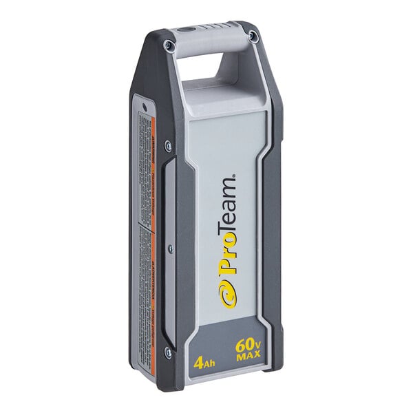 A grey and white ProTeam 4.0 Ah 60V lithium ion battery on a white background.