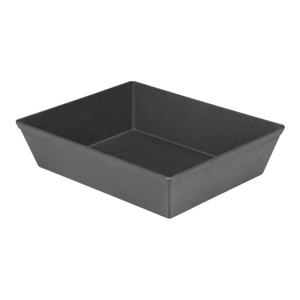 A black rectangular LloydPans pizza pan with a white background.