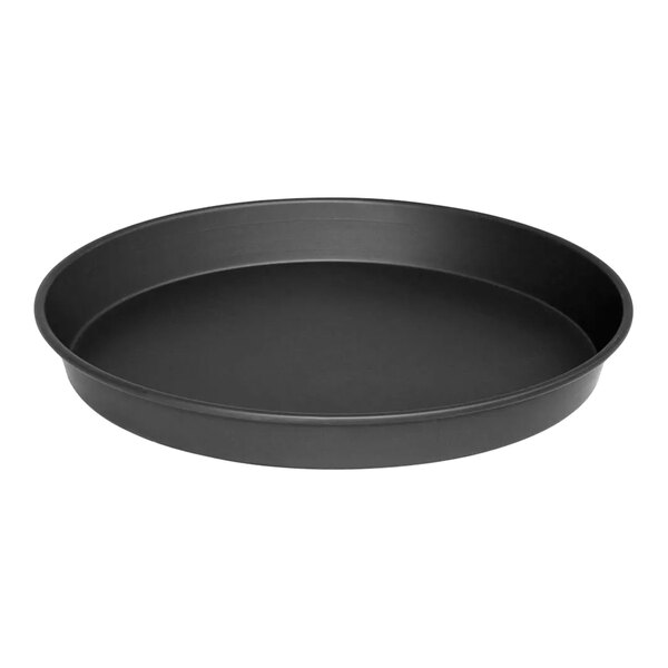 A black round LloydPans deep dish pizza pan.