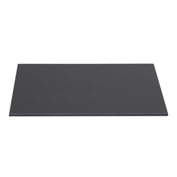 A black rectangular Cadco heat plate.