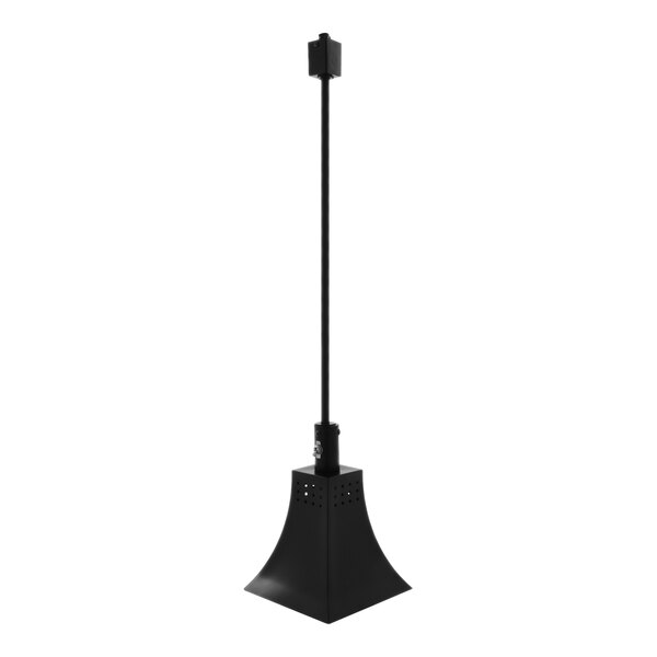 A black metal Hanson Heat Lamp with a long black pole.