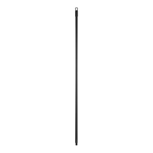 A black metal pole with threads on one end.