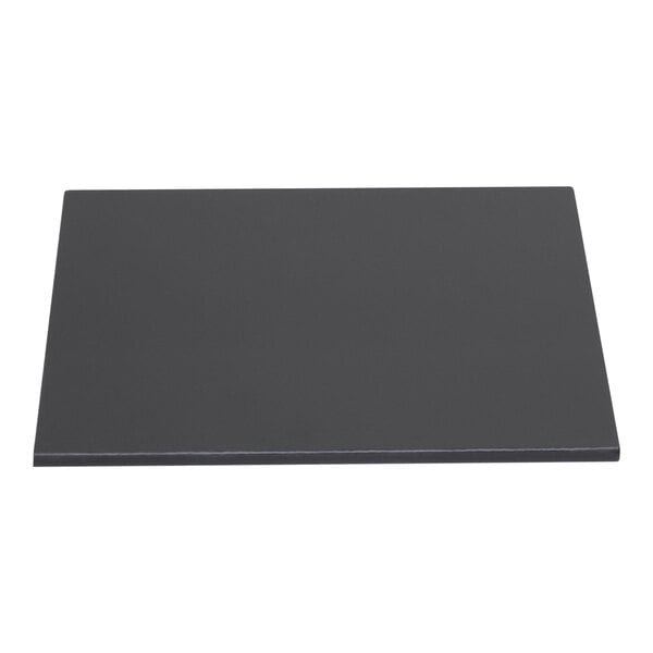 A black rectangular Cadco heat plate.