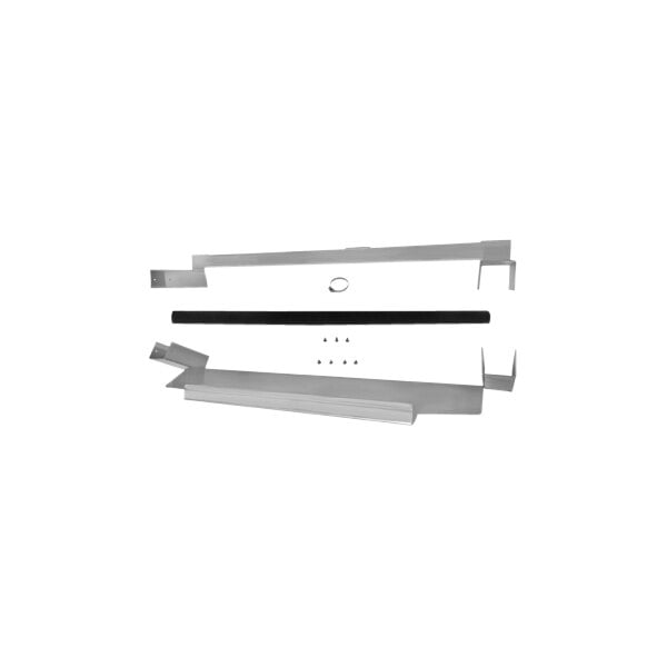 A metal frame with black and white accents for a Cadco convection oven.