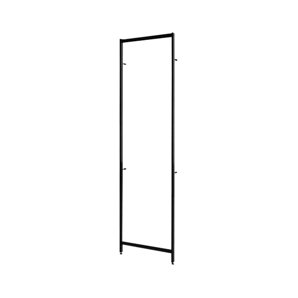 A black rectangular Udizine wall-mount retail clothing display stand base unit.