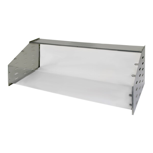 A stainless steel and polycarbonate metal box with holes.