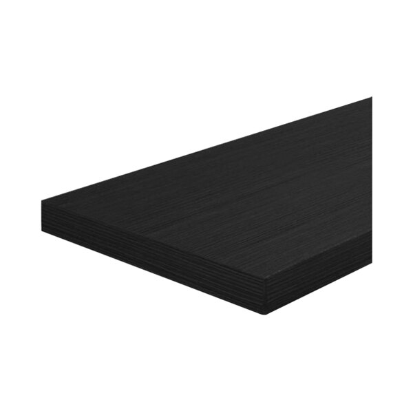 A black rectangular Udizine melamine shelf with a wood finish.